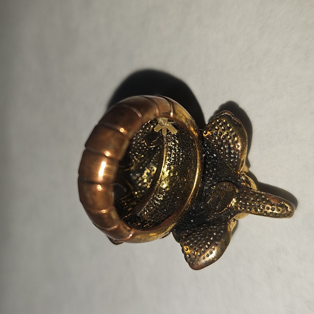 Gold And Brown Rhinestone Turtle Ring - image 4